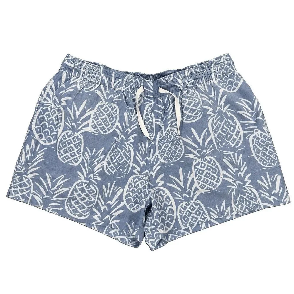 Chubbies The Thigh-Napples Swim Trunks Men L Blue Pineapple 4” Inseam
